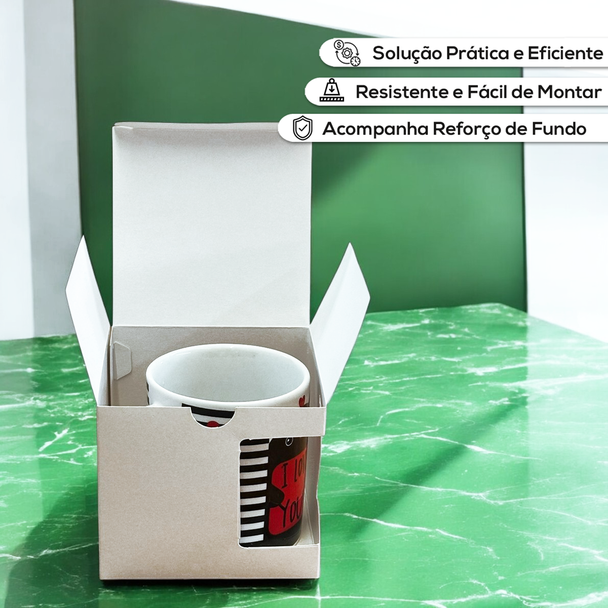 Caixa para Caneca - REF09 COM VISOR - Kit 50 ou 100un