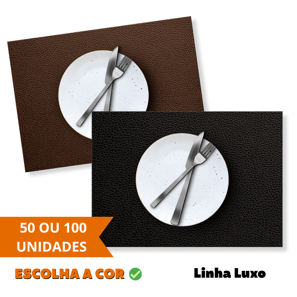 Jogo Americano LUXO Fácil de Limpar - Marrom ou Preto - Kit 50 ou 100un 