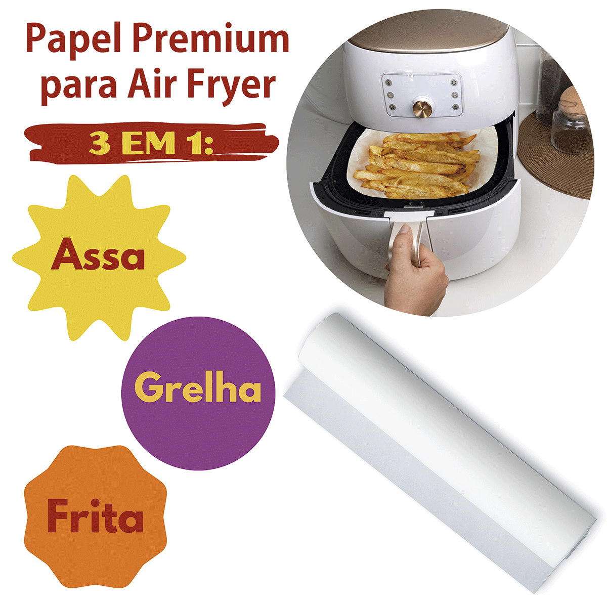 Papel Premium Para Air Fryer - Bobina 25 cm x 5 m