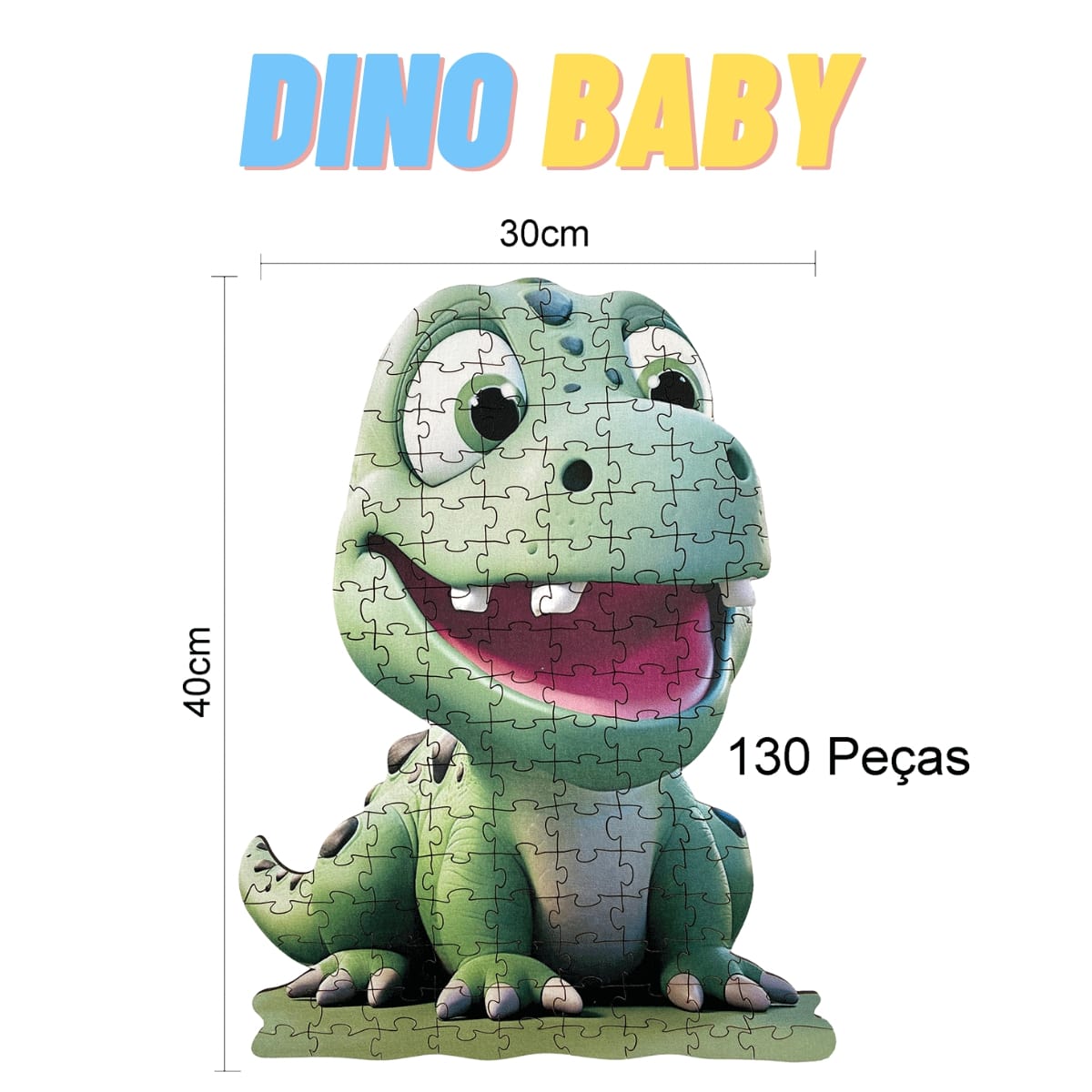 Quebra Cabeça Infantil Em Mdf Adesivado Dinossauro Baby