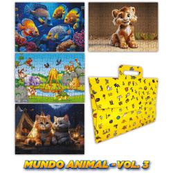 Quebra Cabeça Kit Com 4 Modelos Mundo Animal VOL 3