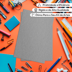 25 Papel Holler A4 Capa Dura 1.9mm Cinza Para Agenda e Encadernação