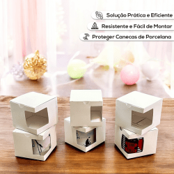 Caixa para Caneca - REF09 COM VISOR - Kit 50 ou 100un