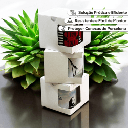 Caixa para Caneca - REF09 COM VISOR - Kit 50 ou 100un