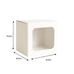 Caixa de Papel - REF12 COM VISOR Multiuso Branca 8x8x8cm - Kit com 50 ou 100un