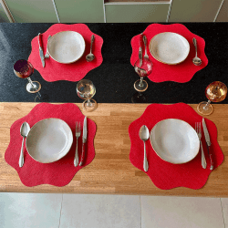 Jogo Americano Magnólia Sisal Vermelho 50un + 50 Porta Copos Restaurantes 
