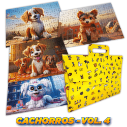 Quebra Cabeça Kit Com 4 Modelos Cachorros - Vol 4