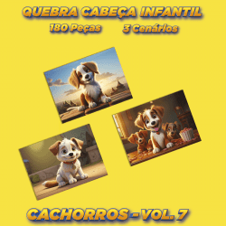 Quebra Cabeça Kit Com 3 Modelos Cachorros - Vol 7