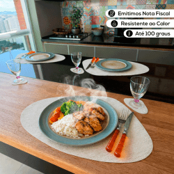 Jogo Americano Gota Sisal Marfim 6un + 6 Porta Copos 