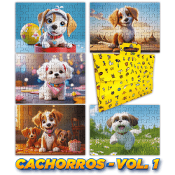 Quebra Cabeça Kit Com 5 Modelos Cachorros - Vol 1