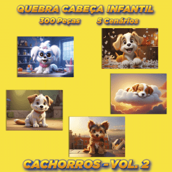 Quebra Cabeça Kit Com 5 Modelos Cachorros - Vol 2