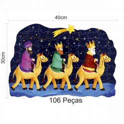 Quebra Cabeça Bíblico 3D de Madeira - Três Reis Magos
