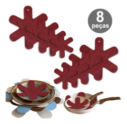 Kit 8 Protetores De Panelas Pratos E Cerâmicas Sisal Cereja