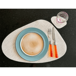 Jogo Americano Gota Sisal Marfim 6un + 6 Porta Copos 