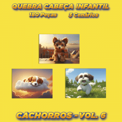 Quebra Cabeça Kit Com 3 Modelos Cachorros - Vol 6