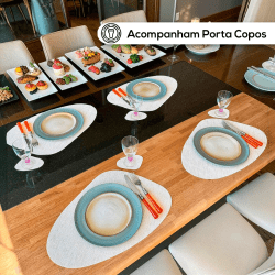 Jogo Americano Gota Sisal Marfim 6un + 6 Porta Copos 