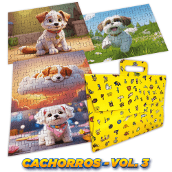 Quebra Cabeça Kit Com 4 Modelos Cachorros - Vol 3