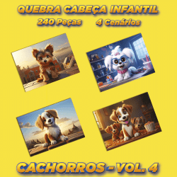 Quebra Cabeça Kit Com 4 Modelos Cachorros - Vol 4