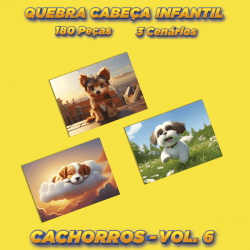 Quebra Cabeça Kit Com 3 Modelos Cachorros - Vol 6