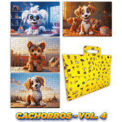 Quebra Cabeça Kit Com 4 Modelos Cachorros - Vol 4