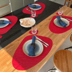 Jogo Americano Gota Sisal Vermelho 6un + 6 Porta Copos 