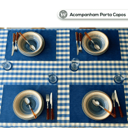 Jogo Americano Corino Sisal Jeans - 6un + 6 Porta Copos