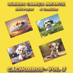 Quebra Cabeça Kit Com 4 Modelos Cachorros - Vol 3