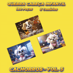 Quebra Cabeça Kit Com 3 Modelos Cachorros - Vol 5