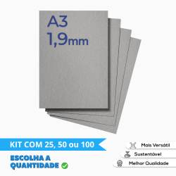 Papel Paraná /Papelão Holler Cinza A3 1.9mm - Cartonagem e Encadernação