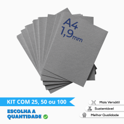 Papel Paraná /Papelão Holler Cinza A4 1.9mm - Cartonagem e Encadernação