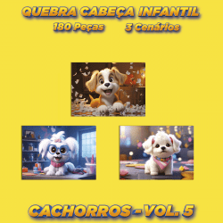 Quebra Cabeça Kit Com 3 Modelos Cachorros - Vol 5