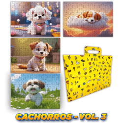 Quebra Cabeça Kit Com 4 Modelos Cachorros - Vol 3