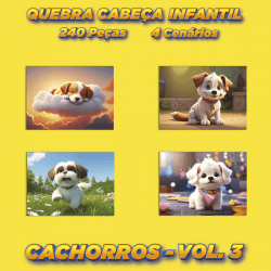 Quebra Cabeça Kit Com 4 Modelos Cachorros - Vol 3