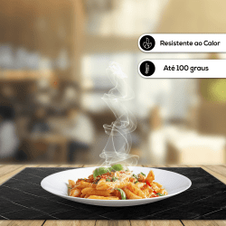 Kit Com 10 Jogos Americanos Para Casa/Restaurantes - Lavável - Couro Sintético Mosaico Preto Impermeável