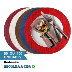 Jogo Americano Redondo + Porta Copos BRINDE - Escolha a cor - Kit 50 ou 100un Jogo Americano Redondo + Porta Copos BRINDE - Escolha a cor - Kit 50 ou 100un