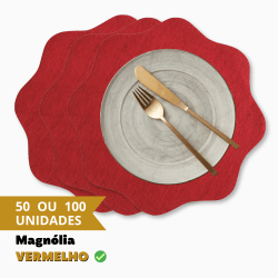 Jogo Americano Magnólia + Porta Copos BRINDE - Vermelho - Kit 50 ou 100un