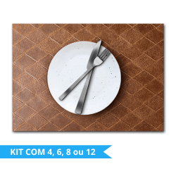 Jogo Americano Retangular Impermeável - Couro Sintético Mosaico Caramelo Jogo Americano Retangular Impermeável - Couro Sintético Mosaico Caramelo