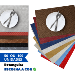Jogo Americano Retangular + Porta Copos BRINDE - Escolha a cor - Kit 50 ou 100un Jogo Americano Retangular + Porta Copos BRINDE - Escolha a cor - Kit 50 ou 100un