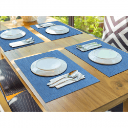 Kit Com 25 Jogos Americanos Para Casa/Restaurantes - Lavável - Sisal Azul Claro