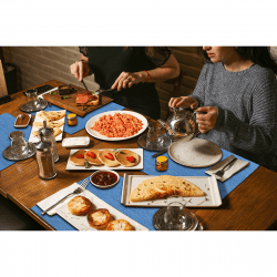 Kit Com 50 Jogos Americanos Para Casa/Restaurantes - Lavável - Sisal Azul Claro