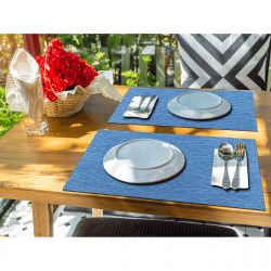 Kit Com 50 Jogos Americanos Para Casa/Restaurantes - Lavável - Sisal Azul Claro