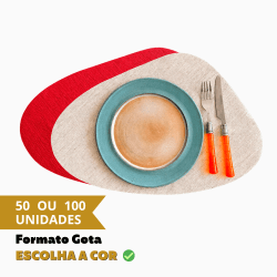 Jogo Americano Gota + Porta Copos BRINDE - Escolha a cor - Kit 50 ou 100un