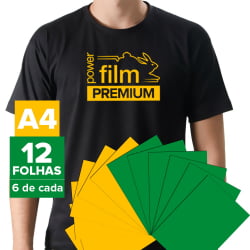 Filme de Recorte Termocolante Power Film - Kit Cores da Seleção Brasileira - 12 folhas A4 - Verde e Amarelo
