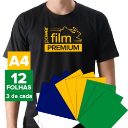 Filme de Recorte Termocolante Power Film - Kit Cores Bandeira do Brasil - 12 folhas A4 - Verde, Amarelo, Azul e Branco